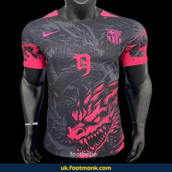 Match jersey Barcelona 2024 2025 black pink dragon.