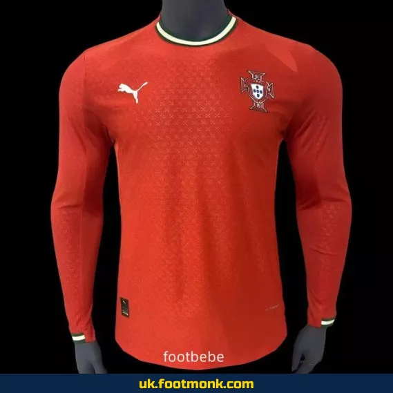 Portugal Match Jersey 2024 2025 red long sleeves.