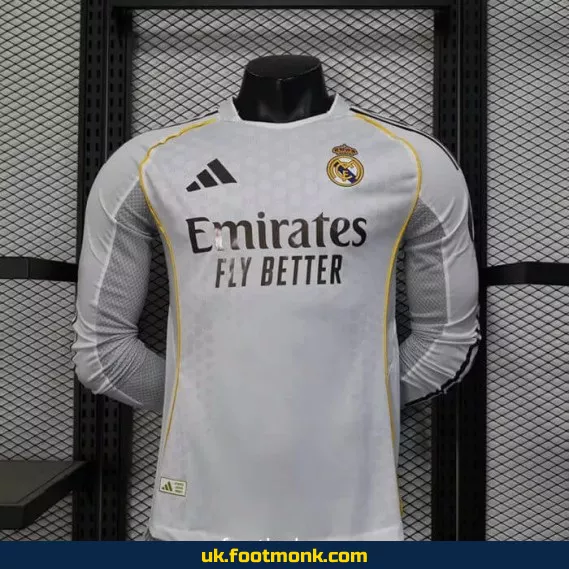 Real Madrid 2025-2026 home long-sleeved match jersey.