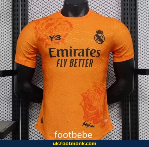 Real Madrid x Yamamoto Match Jersey 2024 2025 orange.