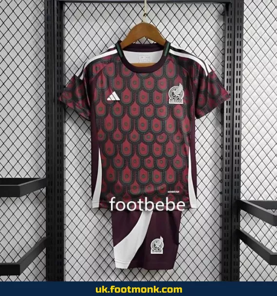 Mexico home red jersey for kids, Copa America 2024.