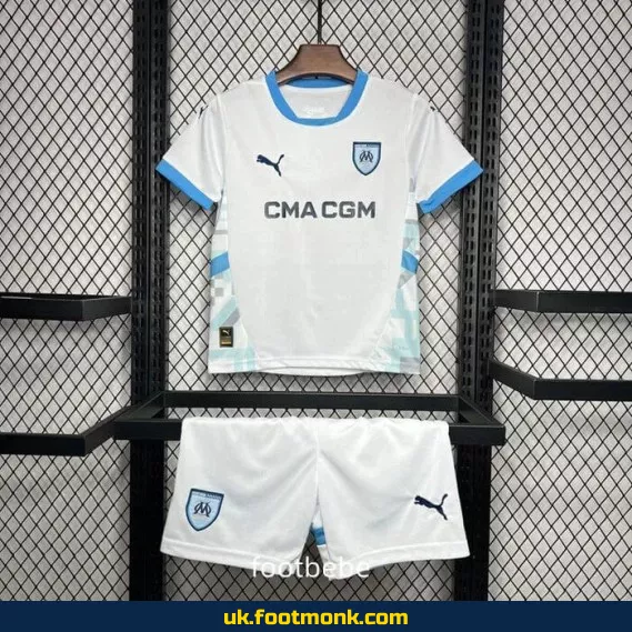 Olympique Marseille Children's Home Kit 2024 2025 White.