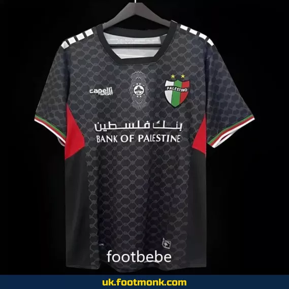 Palestino 2024-2025 away black jersey.