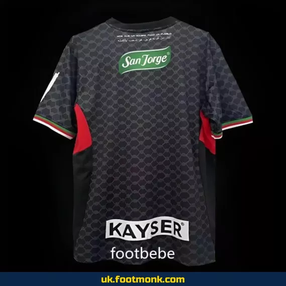 Palestino 2024-2025 away black jersey.