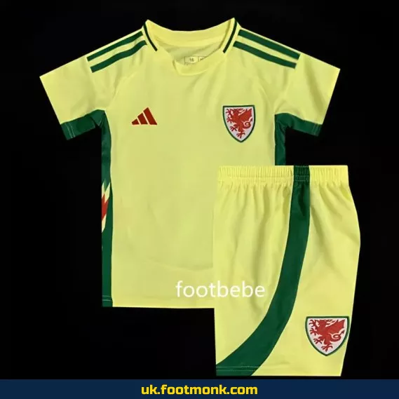 Wales away yellow kids' jersey 2024.
