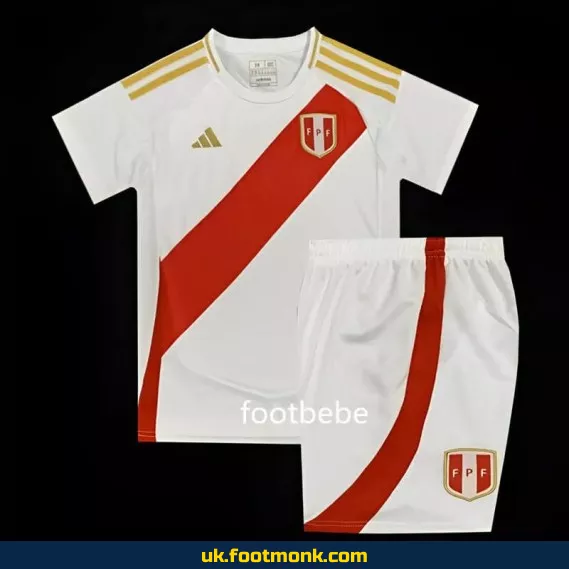 Peru 2024 home jersey for kids White.