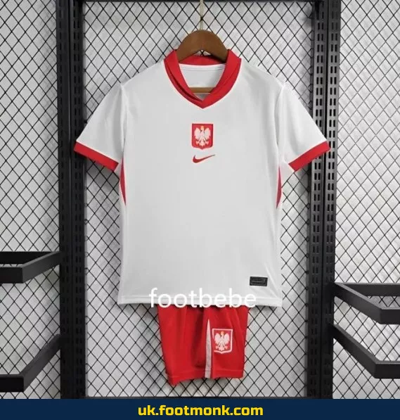 Poland Home Kids Jersey 2024 White.