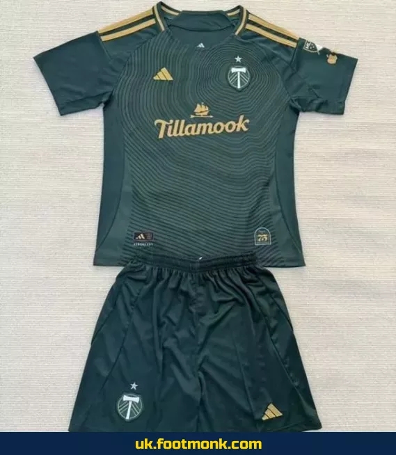 Portland Timbers 2025 2026 kids' jersey green.