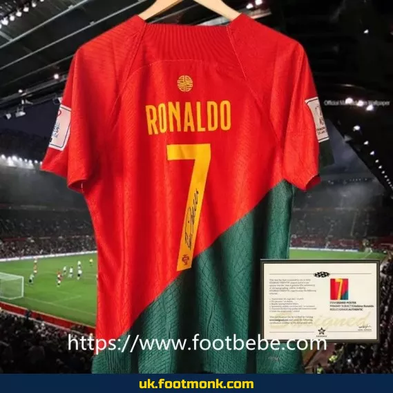Portugal jersey 7#Ronaldo Signed signature 2022 home.
