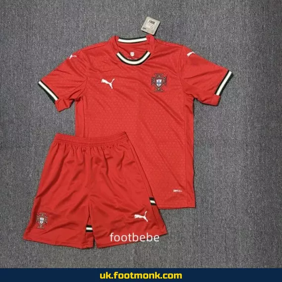Portugal home jersey for kids 2025-2026 red.