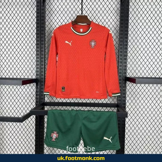 Portugal 2025 home jersey for kids long sleeves.