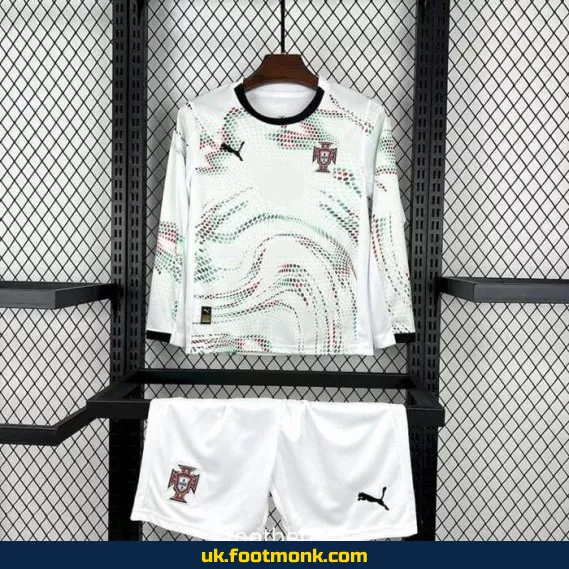 Portugal away long-sleeve kids' jersey 2025.