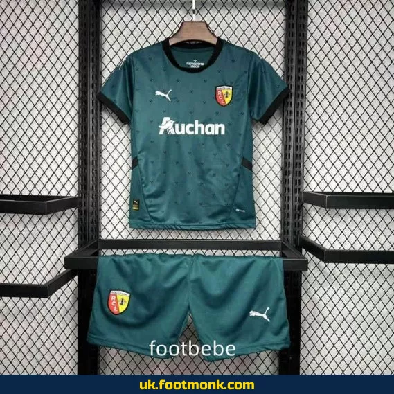 Dark green RC Lens children's jersey 2024-2025.