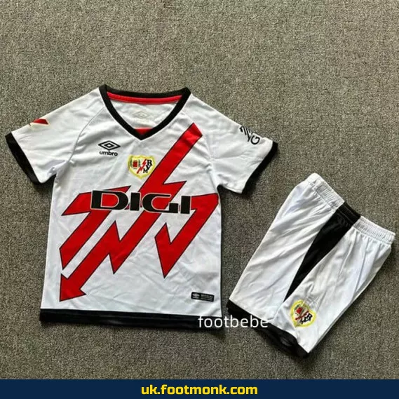 Rayo Vallecano Kids Home Kit 2024-2025 White.