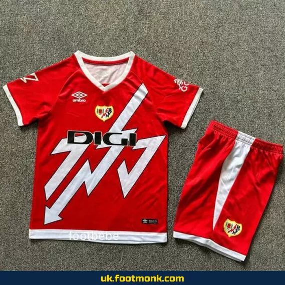 Rayo Vallecano 2024 2025 red kids' jersey.