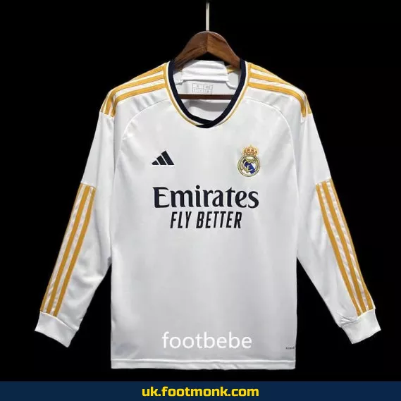 Real Madrid 2023 2024 home long sleeve jersey.