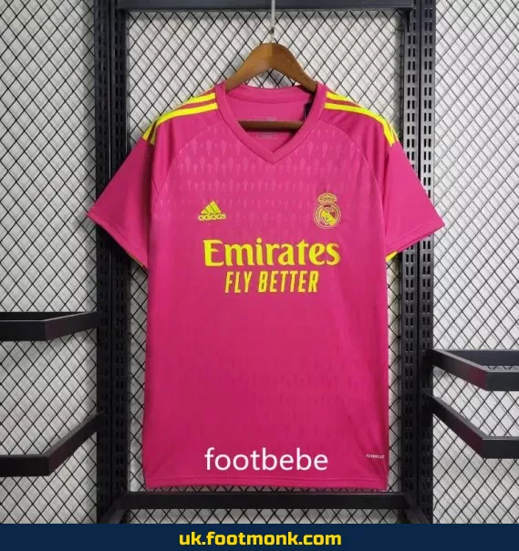 Real Madrid 2023 2024 goalkeeper pink jersey.