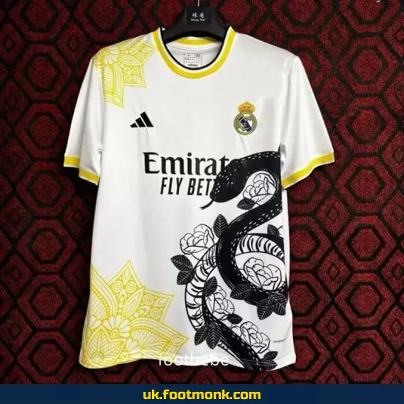 Real Madrid 2024 2025 White snake jersey.