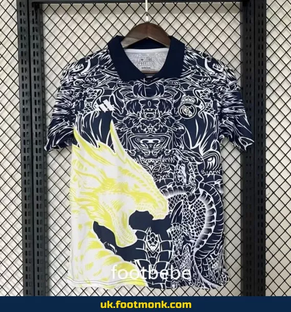 Real Madrid 2024 2025 Golden Dragon Polo Jersey.