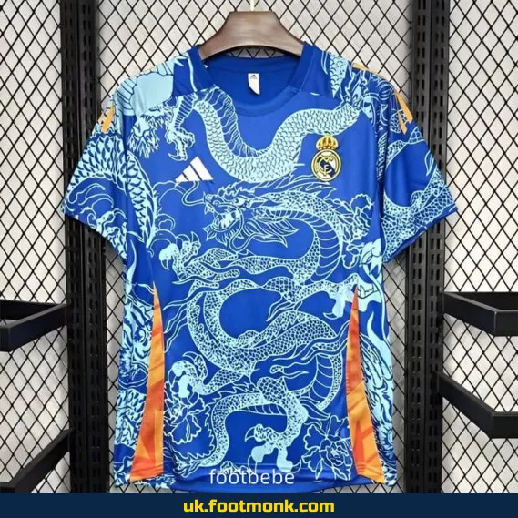Real Madrid 2024 2025 blue dragon jersey.
