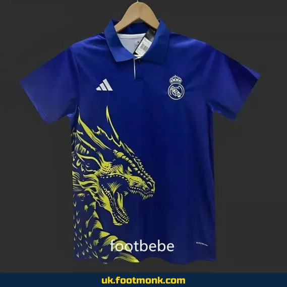 Real Madrid 2024 2025 yellow dragon Polo jersey.