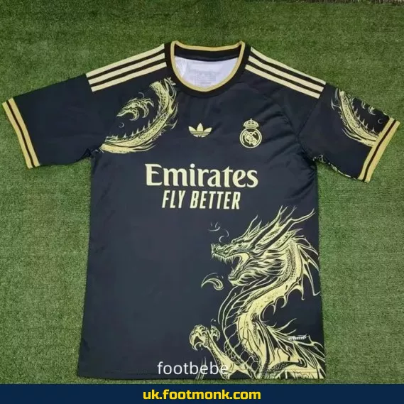 Real Madrid 2024-2025 yellow and black dragon jersey.