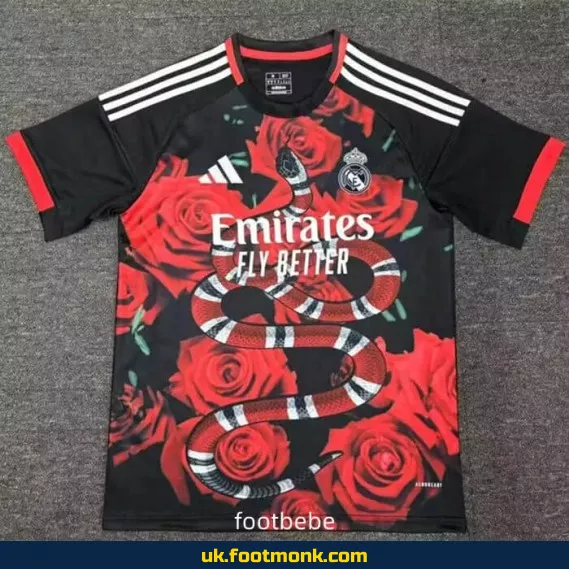 Real Madrid 2025 2026 red snake jersey.