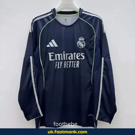 Real Madrid 2025 2026 away long sleeves jersey.