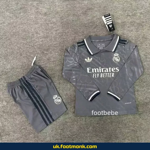 Real Madrid 2024 2025 Kids Long Sleeve Third Jersey.