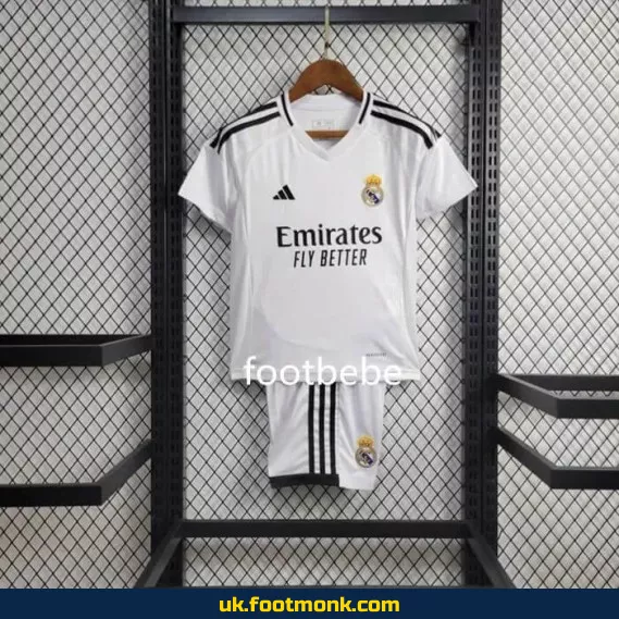Real Madrid 2024-2025 home jersey for kids, white.