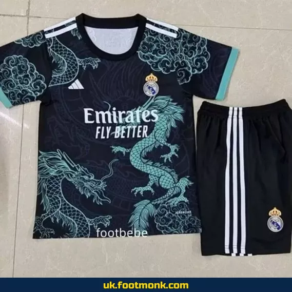 Real Madrid Kids Jersey 2025 2026 Dragon black.