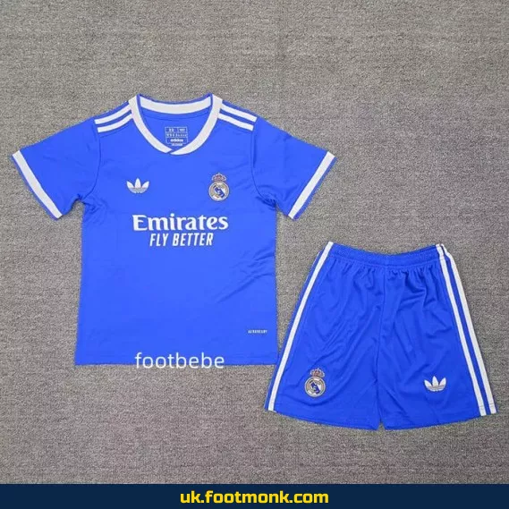 Real Madrid 2025-2026 Third Blue Kids' Jersey.