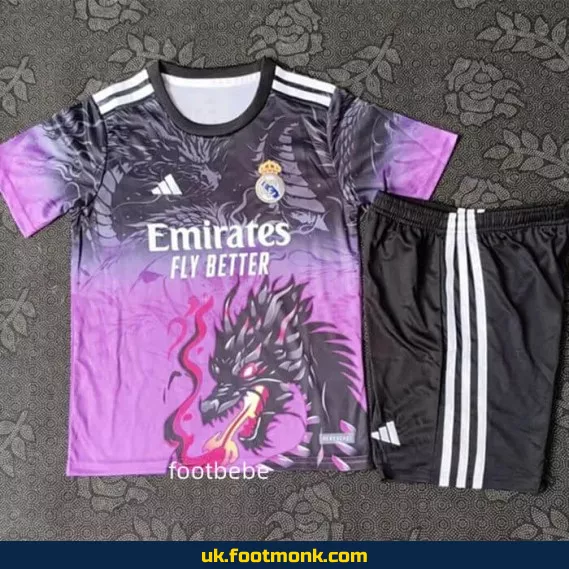 Real Madrid Kids Jersey 2025 2026 dragon Purple.