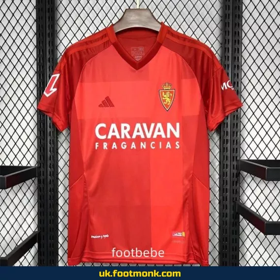 Real Zaragoza 2024 2025 away red jersey.