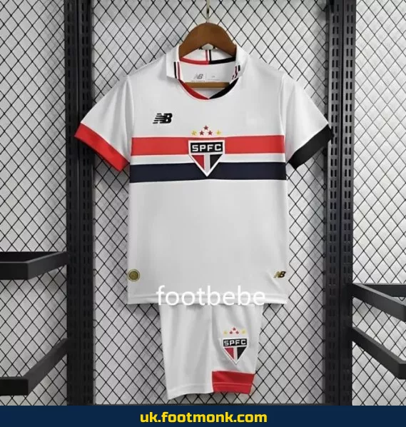 São Paulo home jersey for kids 2024-2025 white.