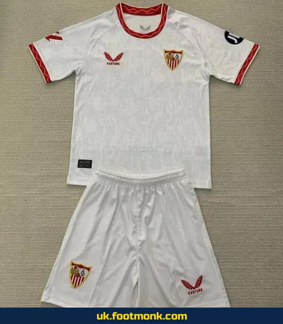 Sevilla home jersey for kids 2024-2025 White.