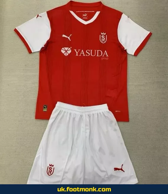 Stade de Reims 2024-2025 home jersey for kids.