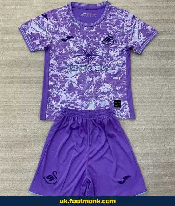 Swansea City 2024 2025 Kids Third Violet Jersey.