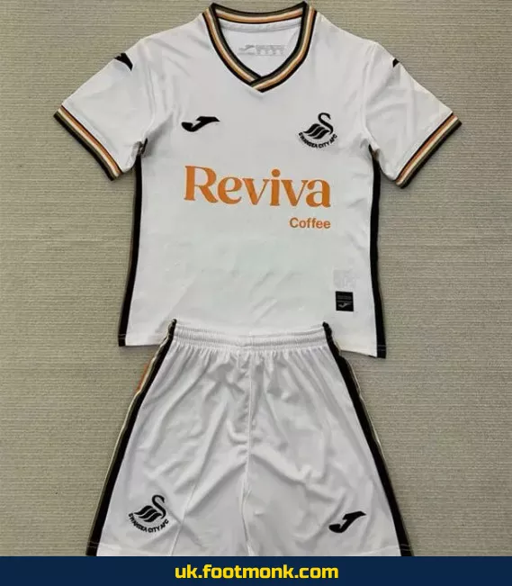 Swansea City 2024-2025 home white kids' jersey.