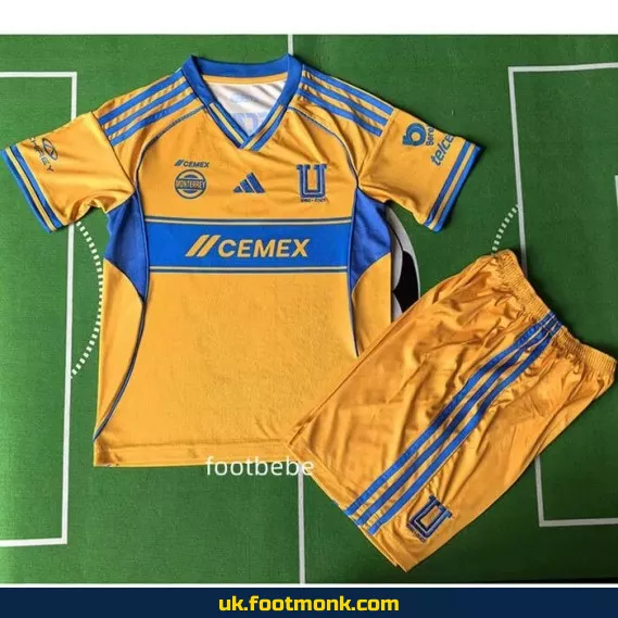 Tigres UANL Kids Jersey 2025 65 years yellow.
