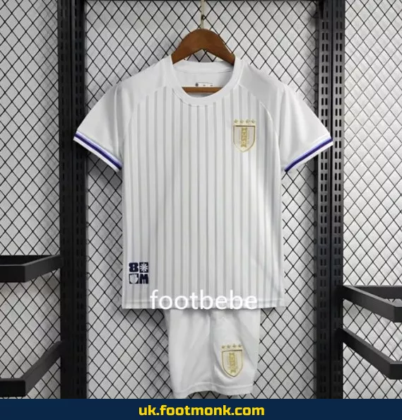 Uruguay 2024 away white kids' jersey.