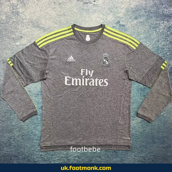 Vintage Real Madrid jersey 2015 2016 long sleeves gray.