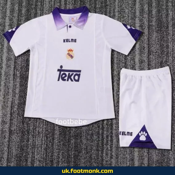 Vintage Real Madrid 1996-1997 home jersey for kids.