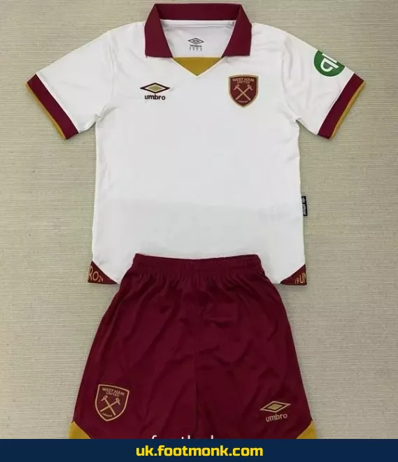 West Ham United 2024 2025 Kids Third White Jersey.