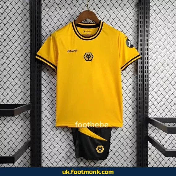 Wolverhampton Wanderers home jersey for kids 2024-2025.