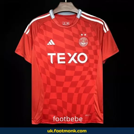 Aberdeen FC 2024-2025 home red football jersey.
