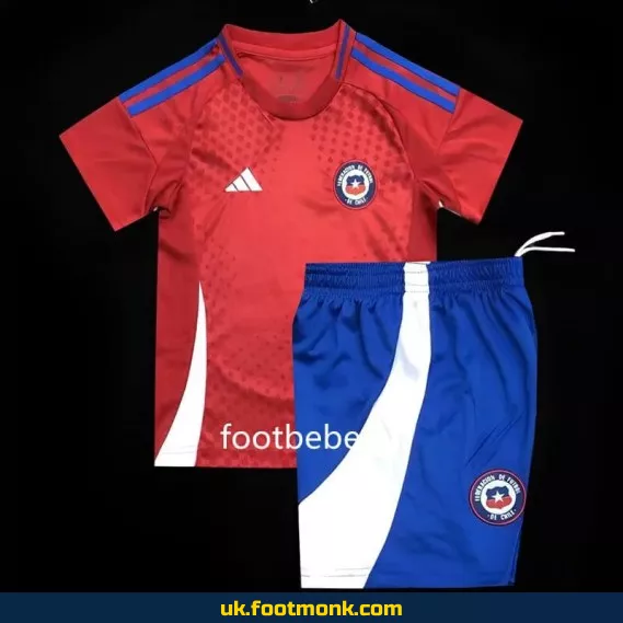 Chile home red kids' football jersey 2024.