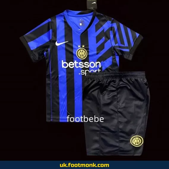 Inter Milan home football jersey for kids 2024-2025.