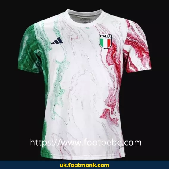 Italy 2023 White Pre-Match Football Jersey.