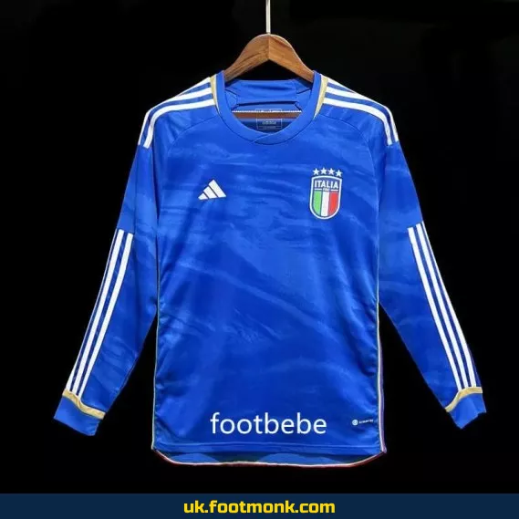 Italy 2023 home football shirt blue long sleeve.